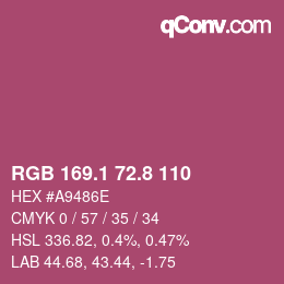 カラーコード: RGB 169.1 72.8 110 | qconv.com