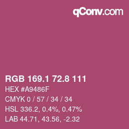 カラーコード: RGB 169.1 72.8 111 | qconv.com