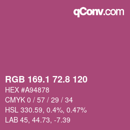 カラーコード: RGB 169.1 72.8 120 | qconv.com