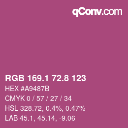 カラーコード: RGB 169.1 72.8 123 | qconv.com