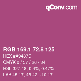 カラーコード: RGB 169.1 72.8 125 | qconv.com