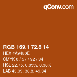 カラーコード: RGB 169.1 72.8 14 | qconv.com
