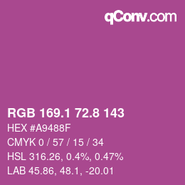 カラーコード: RGB 169.1 72.8 143 | qconv.com