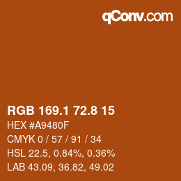 カラーコード: RGB 169.1 72.8 15 | qconv.com