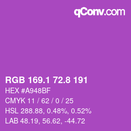 カラーコード: RGB 169.1 72.8 191 | qconv.com