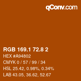 Farbcode: RGB 169.1 72.8 2 | qconv.com