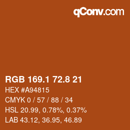Color code: RGB 169.1 72.8 21 | qconv.com