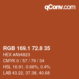 カラーコード: RGB 169.1 72.8 35 | qconv.com