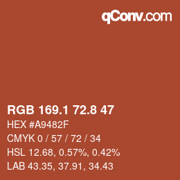 Color code: RGB 169.1 72.8 47 | qconv.com
