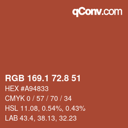 Color code: RGB 169.1 72.8 51 | qconv.com