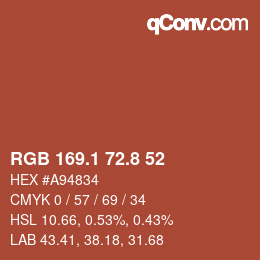 Color code: RGB 169.1 72.8 52 | qconv.com