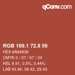 Color code: RGB 169.1 72.8 56 | qconv.com