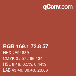 Color code: RGB 169.1 72.8 57 | qconv.com