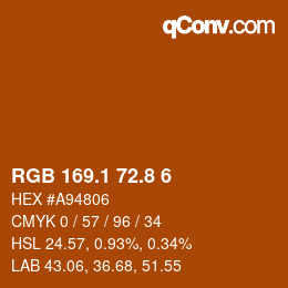 Color code: RGB 169.1 72.8 6 | qconv.com