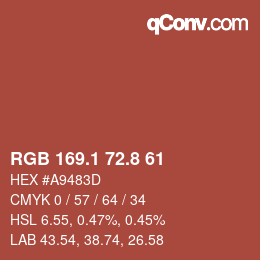 Color code: RGB 169.1 72.8 61 | qconv.com