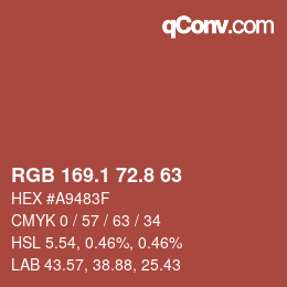 カラーコード: RGB 169.1 72.8 63 | qconv.com