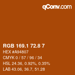 Color code: RGB 169.1 72.8 7 | qconv.com
