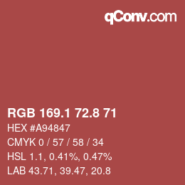 Farbcode: RGB 169.1 72.8 71 | qconv.com