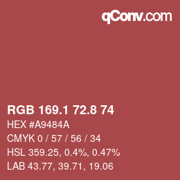 カラーコード: RGB 169.1 72.8 74 | qconv.com