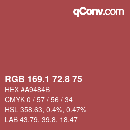 カラーコード: RGB 169.1 72.8 75 | qconv.com