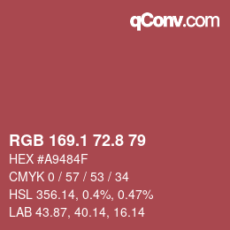 カラーコード: RGB 169.1 72.8 79 | qconv.com