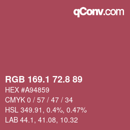 カラーコード: RGB 169.1 72.8 89 | qconv.com