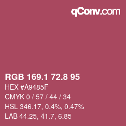 カラーコード: RGB 169.1 72.8 95 | qconv.com
