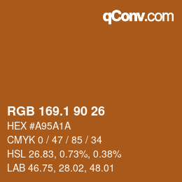 カラーコード: RGB 169.1 90 26 | qconv.com
