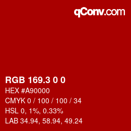 カラーコード: RGB 169.3 0 0 | qconv.com