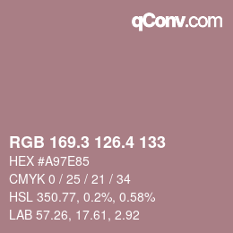 カラーコード: RGB 169.3 126.4 133 | qconv.com