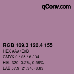 カラーコード: RGB 169.3 126.4 155 | qconv.com