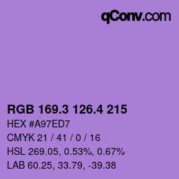 カラーコード: RGB 169.3 126.4 215 | qconv.com