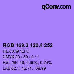 カラーコード: RGB 169.3 126.4 252 | qconv.com
