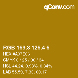 カラーコード: RGB 169.3 126.4 6 | qconv.com