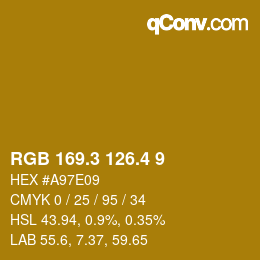カラーコード: RGB 169.3 126.4 9 | qconv.com