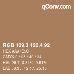 カラーコード: RGB 169.3 126.4 92 | qconv.com