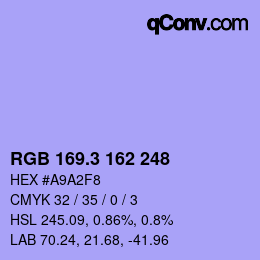 カラーコード: RGB 169.3 162 248 | qconv.com