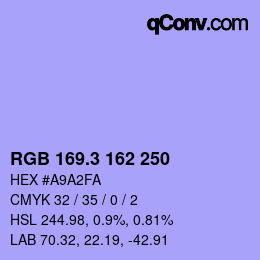 カラーコード: RGB 169.3 162 250 | qconv.com
