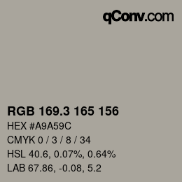 カラーコード: RGB 169.3 165 156 | qconv.com