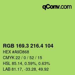 カラーコード: RGB 169.3 216.4 104 | qconv.com