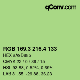 カラーコード: RGB 169.3 216.4 133 | qconv.com