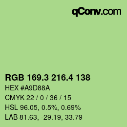 カラーコード: RGB 169.3 216.4 138 | qconv.com