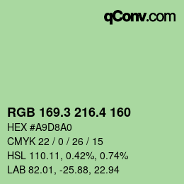 カラーコード: RGB 169.3 216.4 160 | qconv.com