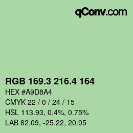 カラーコード: RGB 169.3 216.4 164 | qconv.com