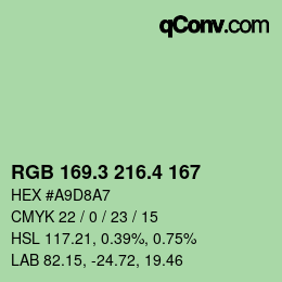 カラーコード: RGB 169.3 216.4 167 | qconv.com