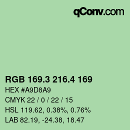 カラーコード: RGB 169.3 216.4 169 | qconv.com