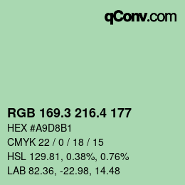 カラーコード: RGB 169.3 216.4 177 | qconv.com
