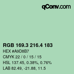 カラーコード: RGB 169.3 216.4 183 | qconv.com