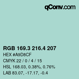 カラーコード: RGB 169.3 216.4 207 | qconv.com