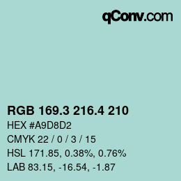 カラーコード: RGB 169.3 216.4 210 | qconv.com